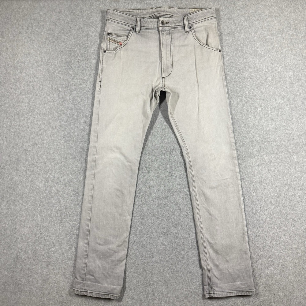 Diesel Krooley Jeans Men 31x32 Gray Slim Carrot Stretch Denim Modern Distressed